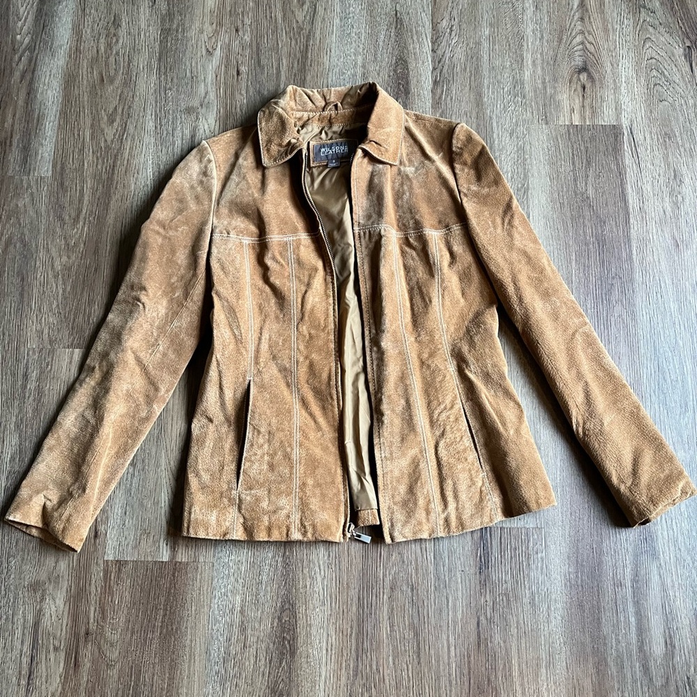 EUC Wilson’s Leather Tan Suede Zip Front Jacket
